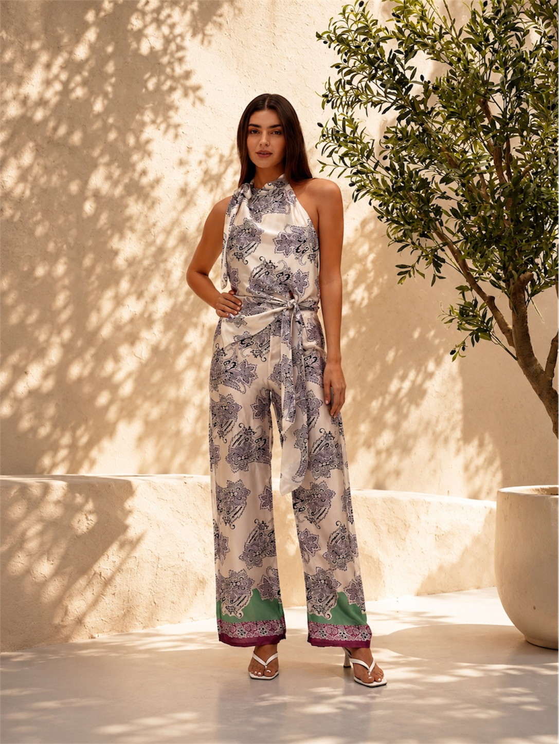 Fraeya Sorella silk set featuring elevated contemporary womenswear designed in Dubai
